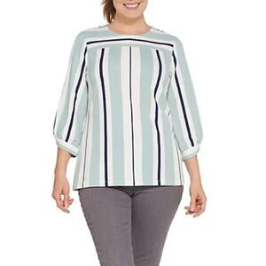 Studio by Denim & Co. Striped 3/4-Sleeve A-Line Top